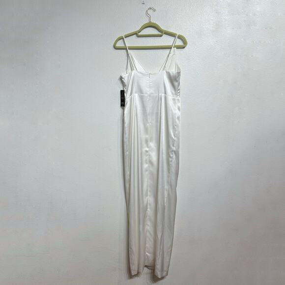 Aidan by Aidan Mattox Ivory V-Neck Draped Column Maxi Gown Sz 10 NWT - Picture 11 of 15